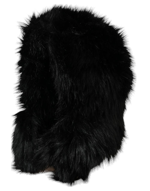 Dolce & Gabbana Black Faux Fur Whole Head Wrap Women's Hat