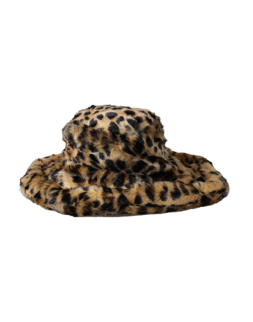 Dolce & Gabbana Brown Leopard Fur Women Bucket Women's Hat