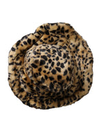 Dolce & Gabbana Brown Leopard Fur Women Bucket Women's Hat