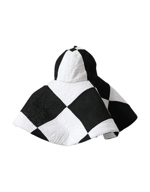 Dolce & Gabbana Black White Checkered Wide Brim Floppy Women's Hat