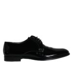 Dolce & Gabbana Black Calfskin Leather Derby Men Dress Men's Shoes (Pre-Owned)