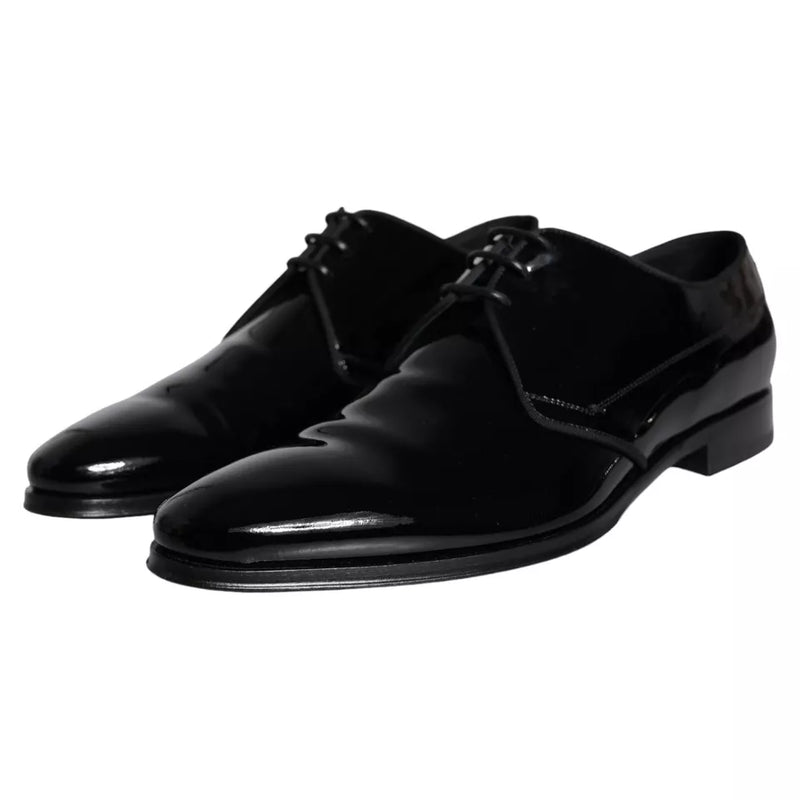 Dolce & Gabbana Black Calfskin Leather Derby Men Dress Men's Shoes