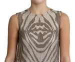 Dolce & Gabbana Brown Crystal Shift Mini Zebra Silver Women's Dress (Pre-Owned)