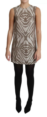 Dolce & Gabbana Brown Crystal Shift Mini Zebra Silver Women's Dress (Pre-Owned)