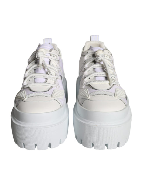 Dolce & Gabbana White Silver Chunky Platform Sneakers Men's Shoes