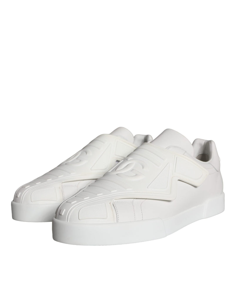 Dolce & Gabbana White Leather Slip On Low Top Sneakers Men's Shoes