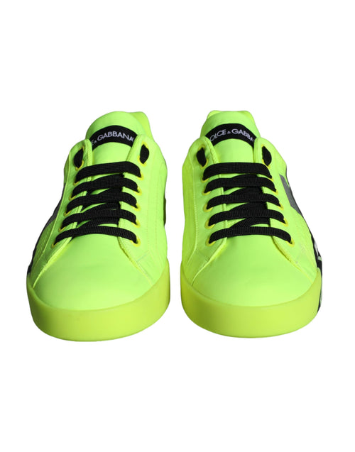 Dolce & Gabbana Neon Green Logo Tape Low Top Sneakers Men's Shoes