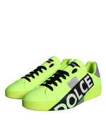 Dolce & Gabbana Neon Green Logo Tape Low Top Sneakers Men's Shoes