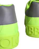 Dolce & Gabbana Neon Green Logo Tape Low Top Sneakers Men's Shoes