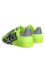 Dolce & Gabbana Neon Green Logo Tape Low Top Sneakers Men's Shoes