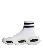 Dolce & Gabbana White Black Slip On Wave Socks Sneakers Men's Shoes (Pre-Owned)