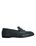 Dolce & Gabbana Blue Woven Leather Slip On Loafers Men Men's Shoes (Pre-Owned)