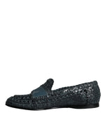 Dolce & Gabbana Blue Woven Leather Slip On Loafers Men Men's Shoes (Pre-Owned)