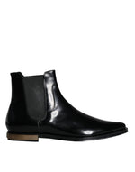 Dolce & Gabbana Black Leather Chelsea Ankle Boots Men's Shoes (Pre-Owned)