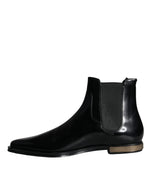 Dolce & Gabbana Black Leather Chelsea Ankle Boots Men's Shoes (Pre-Owned)