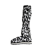 Dolce & Gabbana Black White Leopard Quilted Men Boots Sneakers Men's Shoes (Pre-Owned)