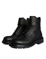 Dolce & Gabbana Black Lace Up Mid Calf Boots Men Men's Shoes