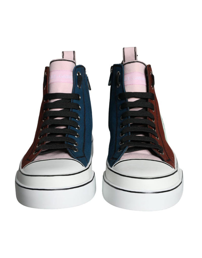 Dolce & Gabbana Multicolor Patchwork High Top Sneaker Men's Shoes