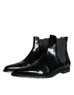 Dolce & Gabbana Black Leather Chelsea Ankle Boots Men's Shoes (Pre-Owned)