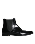 Dolce & Gabbana Black Leather Chelsea Ankle Boots Men's Shoes (Pre-Owned)