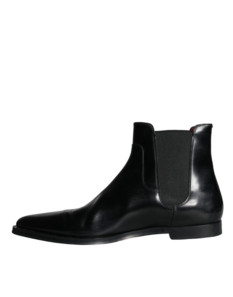 Dolce & Gabbana Black Leather Chelsea Ankle Boots Men's Shoes (Pre-Owned)