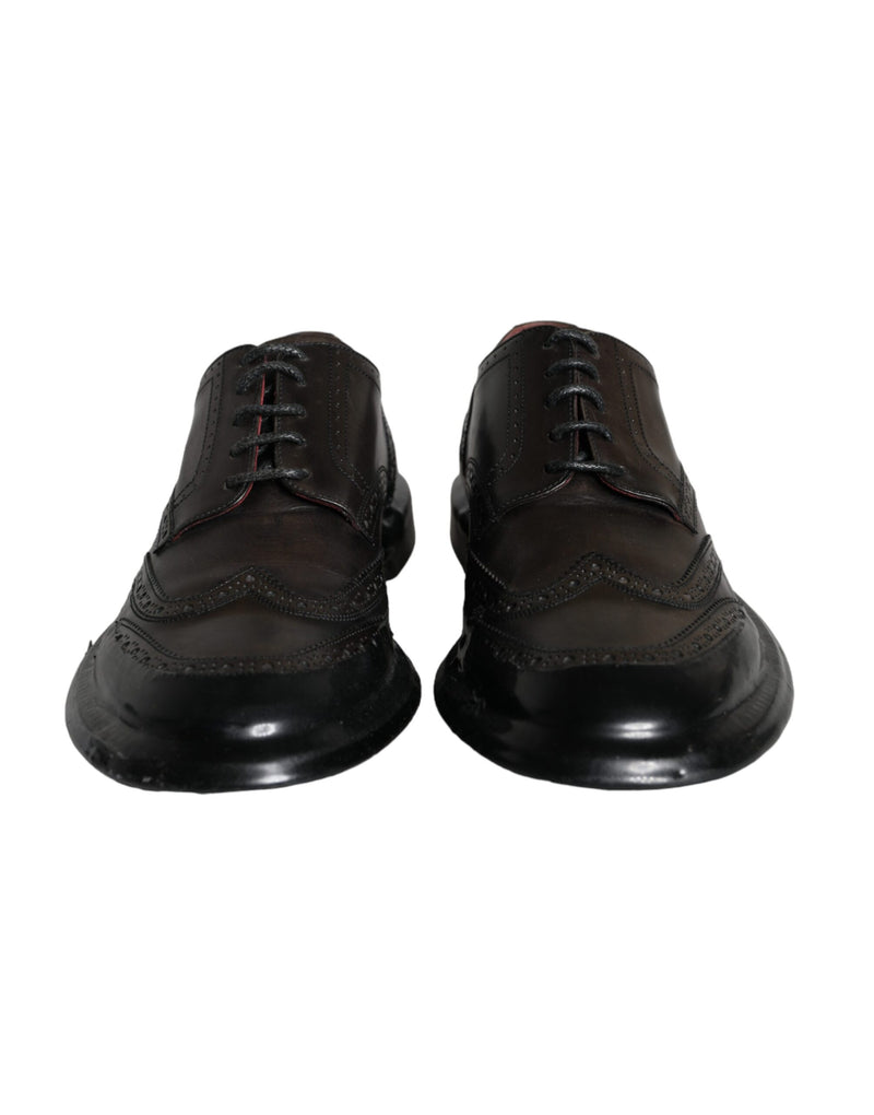 Dolce & Gabbana Black Leather Oxford Wingtip Formal Men Men's Shoes