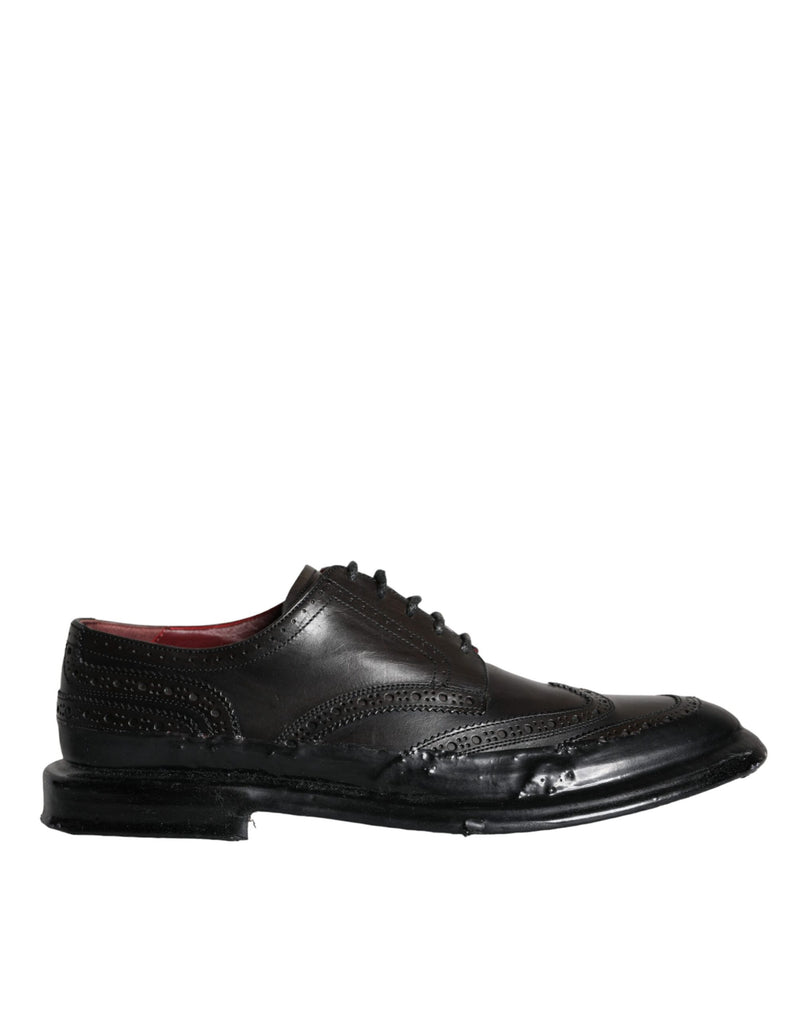 Dolce & Gabbana Black Leather Oxford Wingtip Formal Men Men's Shoes