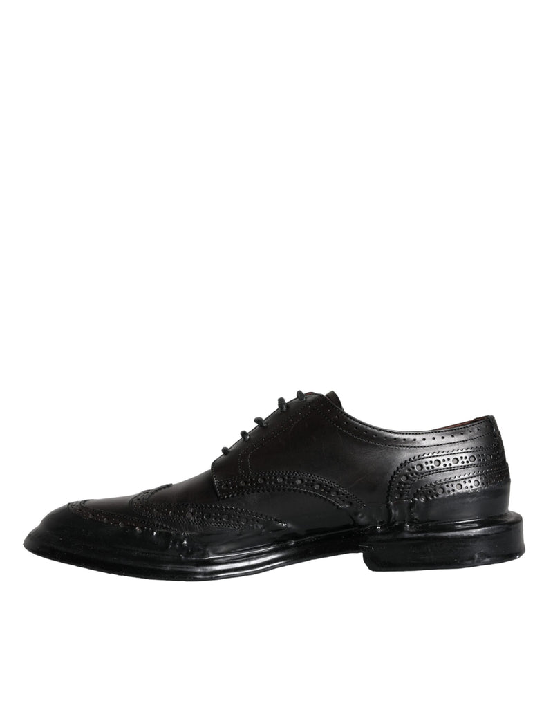 Dolce & Gabbana Black Leather Oxford Wingtip Formal Men Men's Shoes