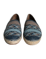 Dolce & Gabbana Blue Gray Woven Leather Buffalo Espadrille Men's Shoes