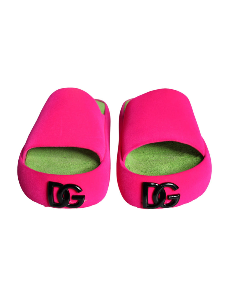 Dolce & Gabbana Fuchsia Rubber Slides Sandals Beachwear Men's Shoes (Pre-Owned)