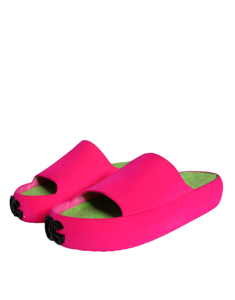 Dolce & Gabbana Fuchsia Rubber Slides Sandals Beachwear Men's Shoes (Pre-Owned)