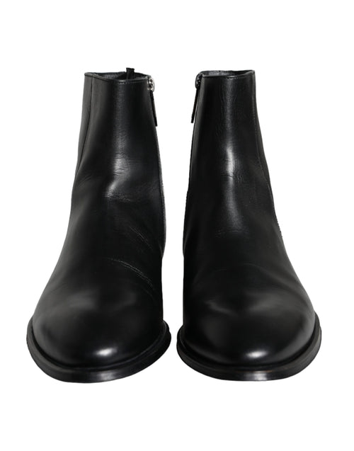 Dolce & Gabbana Black Calf Leather Men Ankle Boots Men Men's Shoes