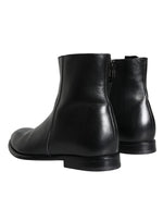 Dolce & Gabbana Black Calf Leather Men Ankle Boots Men Men's Shoes