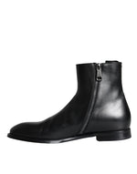 Dolce & Gabbana Black Calf Leather Men Ankle Boots Men Men's Shoes