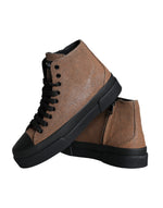 Dolce & Gabbana Black Brown Denim High Top Men Sneakers Men's Shoes