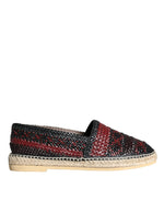 Dolce & Gabbana Black Maroon Woven Leather Buffalo Men Espadrille Men's Shoes