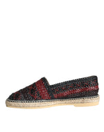 Dolce & Gabbana Black Maroon Woven Leather Buffalo Men Espadrille Men's Shoes