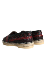 Dolce & Gabbana Black Maroon Woven Leather Buffalo Men Espadrille Men's Shoes