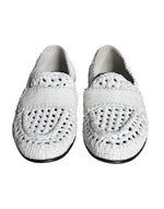 Dolce & Gabbana White Woven Leather Slip On Loafers Men Men's Shoes (Pre-Owned)