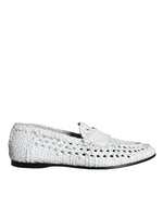 Dolce & Gabbana White Woven Leather Slip On Loafers Men Men's Shoes (Pre-Owned)