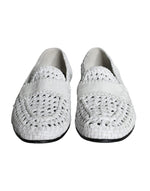 Dolce & Gabbana White Woven Leather Slip On Loafers Men Men's Shoes (Pre-Owned)