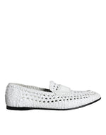 Dolce & Gabbana White Woven Leather Slip On Loafers Men Men's Shoes (Pre-Owned)