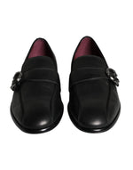 Dolce & Gabbana Black Leather Logo Loafers Men Dress Men's Shoes