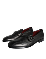 Dolce & Gabbana Black Leather Logo Loafers Men Dress Men's Shoes