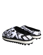 Dolce & Gabbana Black White Quilted Logo Sandals Slides Men's Shoes