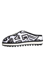 Dolce & Gabbana Black White Quilted Logo Sandals Slides Men's Shoes