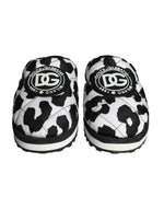 Dolce & Gabbana Black White Quilted Logo Sandals Slides Men's Shoes (Pre-Owned)