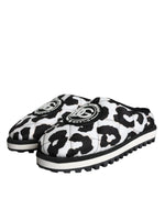 Dolce & Gabbana Black White Quilted Logo Sandals Slides Men's Shoes (Pre-Owned)