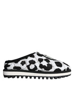 Dolce & Gabbana Black White Quilted Logo Sandals Slides Men's Shoes (Pre-Owned)