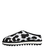 Dolce & Gabbana Black White Quilted Logo Sandals Slides Men's Shoes (Pre-Owned)